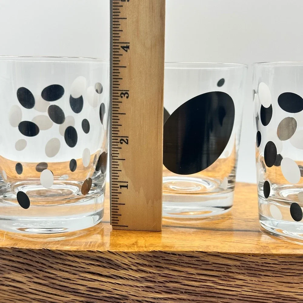 Ikea Polka‎ Dot Glasses Made in Poland Set of 3 Tumblers Old Fashioned Bar Glass